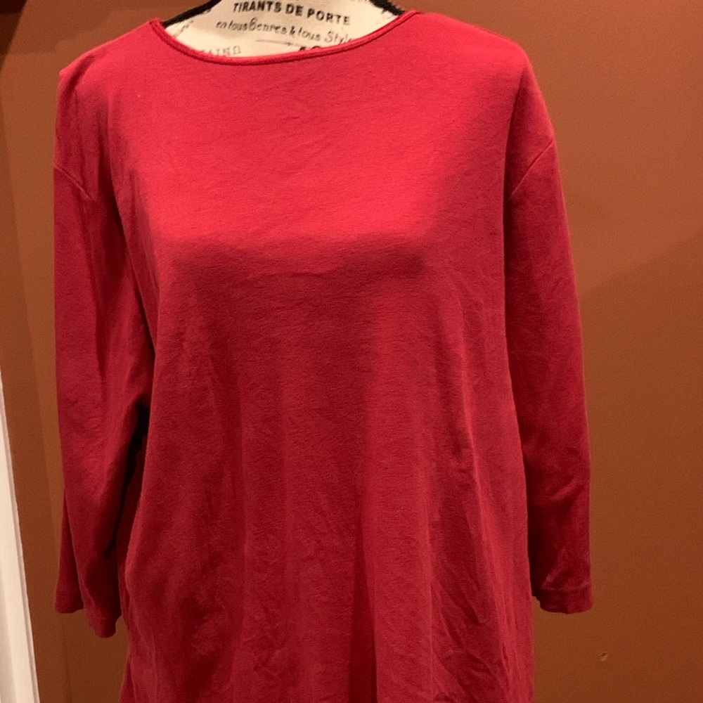 CJ Banks red shirt, 3/4 sleeve, 100% cotton